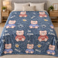 Frazada estampada afelpada 200 x 240 cm, diseño Ositos Azul – vista frontal
