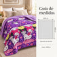 Frazada reversible piel de oveja, diseño Hello Kitty, guía de medidas y estampado