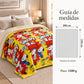 Frazada reversible piel de oveja, diseño Snoopy, guía de medidas y estampado