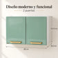 Vista frontal del gabinete aéreo de cocina metálico Bertolini de 2 puertas, 80 cm de ancho