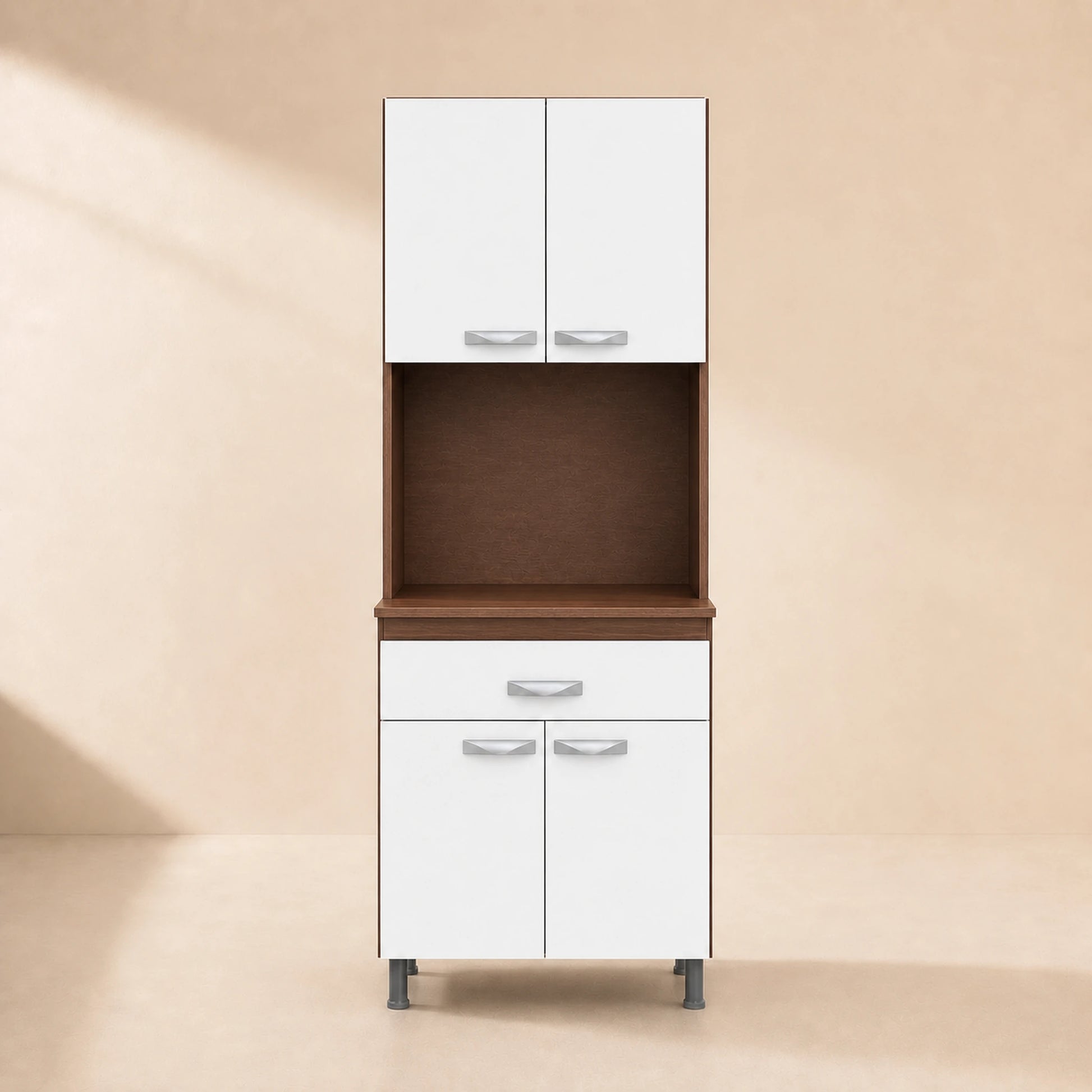 Gabinete de cocina en Chocolate y Blanco, vista frontal