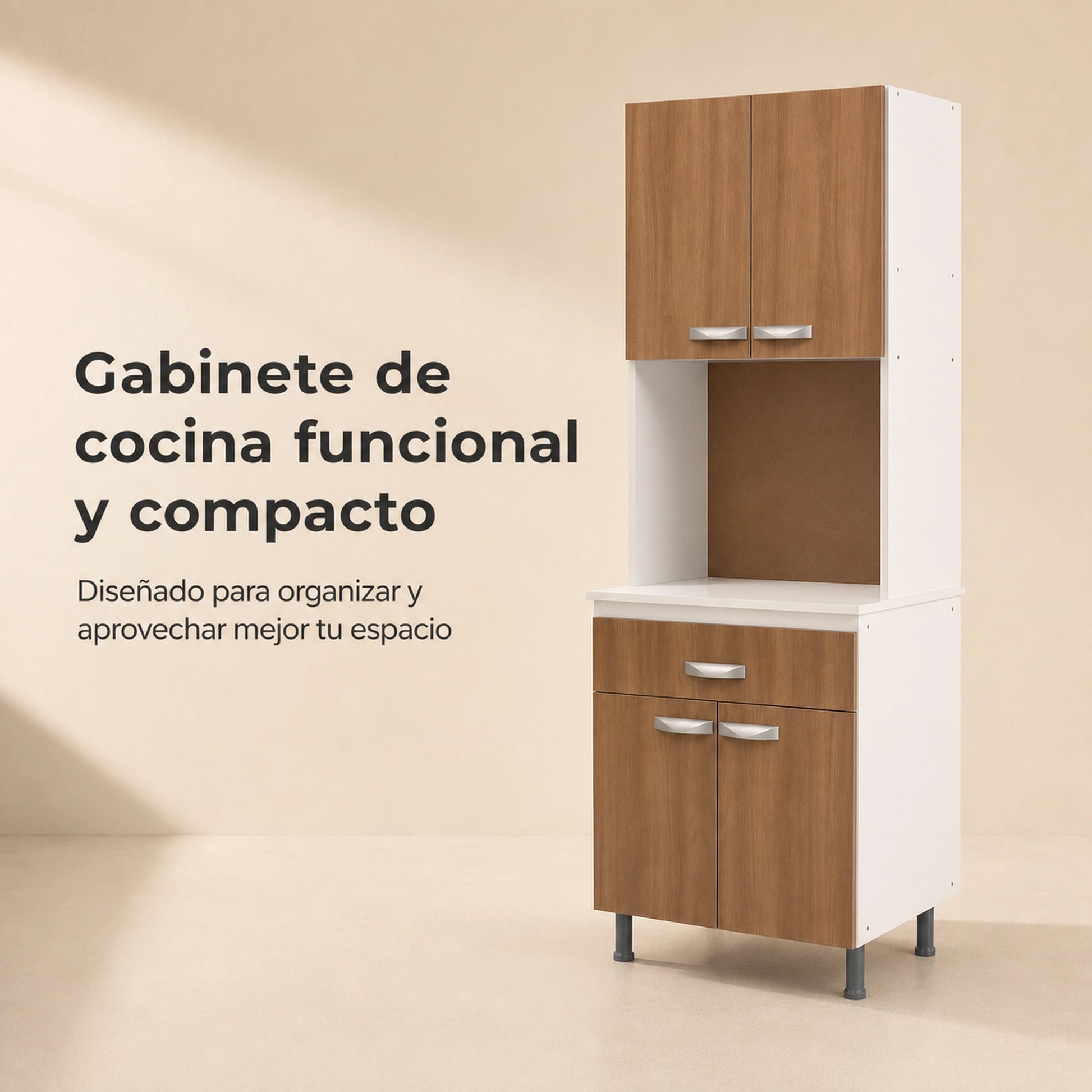Gabinete de cocina compacto y funcional, vista general