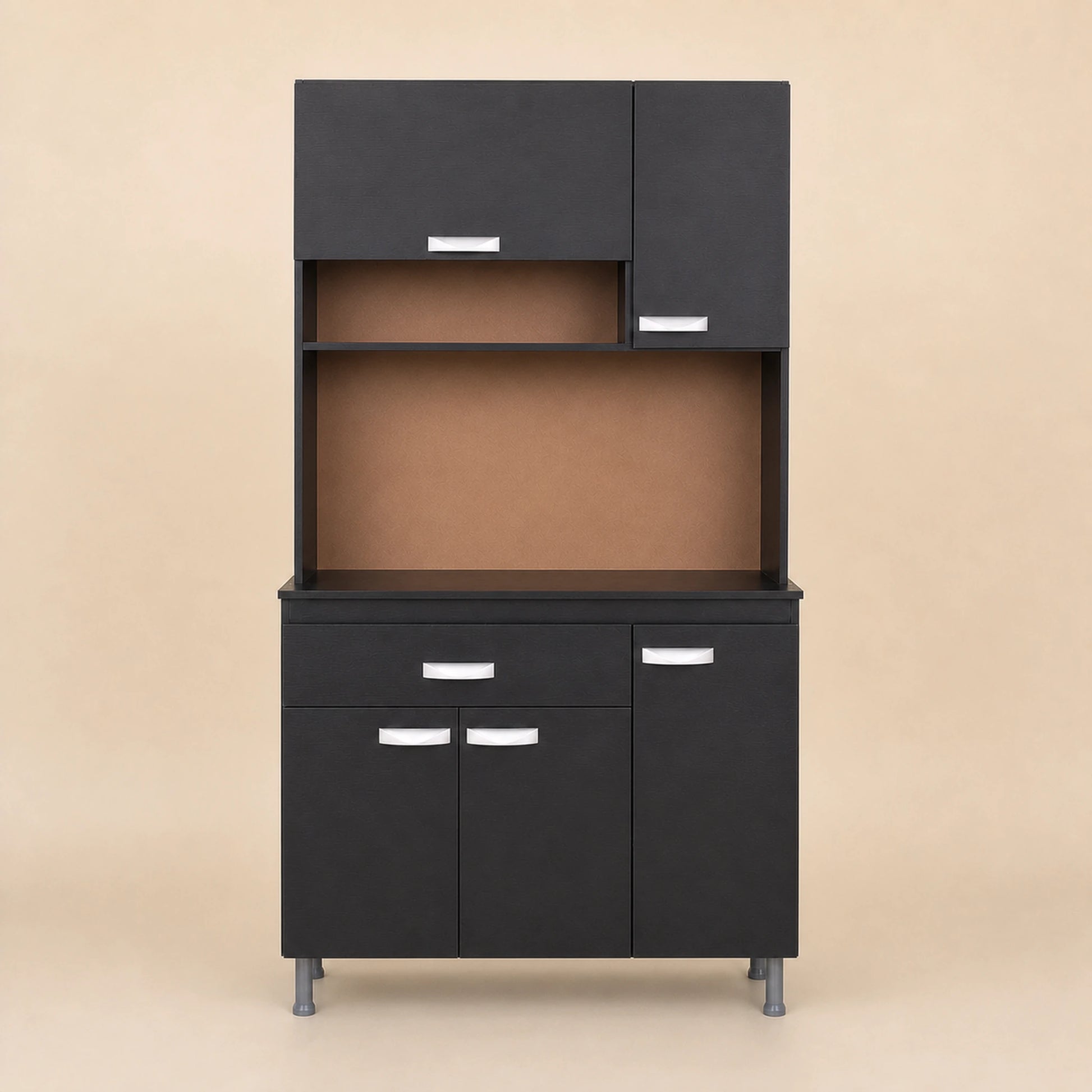 Gabinete de cocina grande en negro, vista frontal