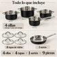 Contenido de las 9 piezas de la batería de cocina Epicure Granite