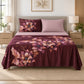 Juego de sábanas 4 piezas estampado color vino con flores – vista frontal