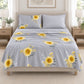 Juego de sábanas 4 piezas estampado gris con girasoles – vista frontal
