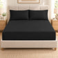 Forro ajustable liso con 2 sobrefundas bordadas, color Negro – vista frontal