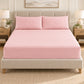 Forro ajustable liso con 2 sobrefundas bordadas, color Rosa Claro – vista frontal