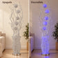 Lámpara de piso LED floral, diseño Espiral Floral Plateada – comparación apagada y encendida