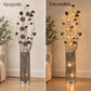 Lámpara de piso LED floral, diseño Rosas Bronce Cilíndrica – comparación apagada y encendida