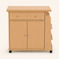 Vista frontal del carrito auxiliar de cocina Madera Beige con cajón y gabinete