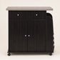 Vista frontal del carrito auxiliar de cocina Café Oscuro / Gris Ceniza con cajón y gabinete