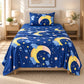 Juego de sábanas semimatrimonial 1.20 m, diseño Lunas y Estrellas Azul Marino – vista frontal