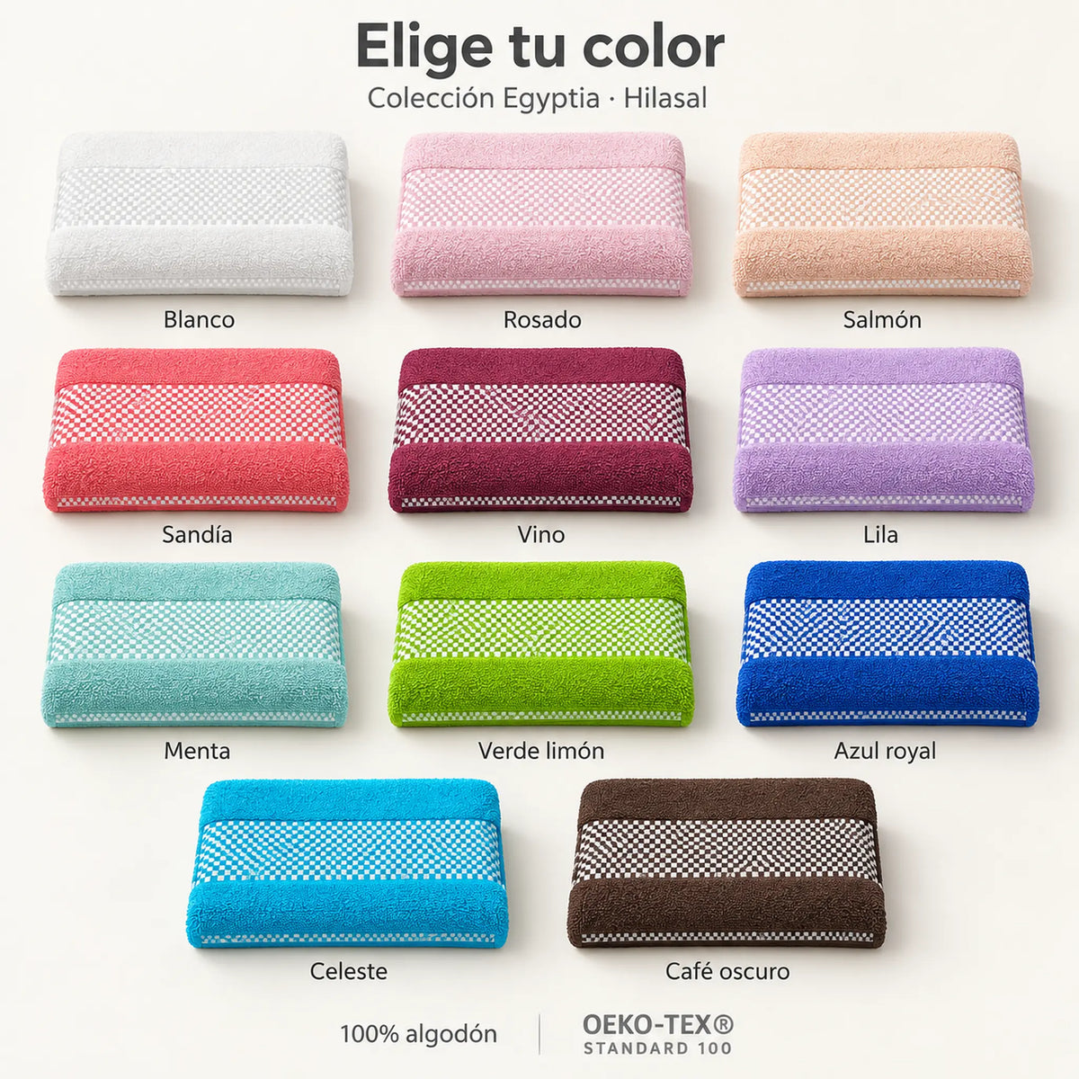 Colores disponibles de la toalla de baño Hilasal Egyptia