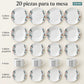 Set completo de la vajilla de porcelana Lotus en el diseño Mosaico Nórdico