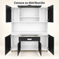 Alacena de cocina 7 puertas y 1 gaveta color Negro/Blanco – con puertas y gaveta abiertas