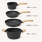 Medidas de las piezas de la batería de cocina Negro: 16, 20 y 24 cm