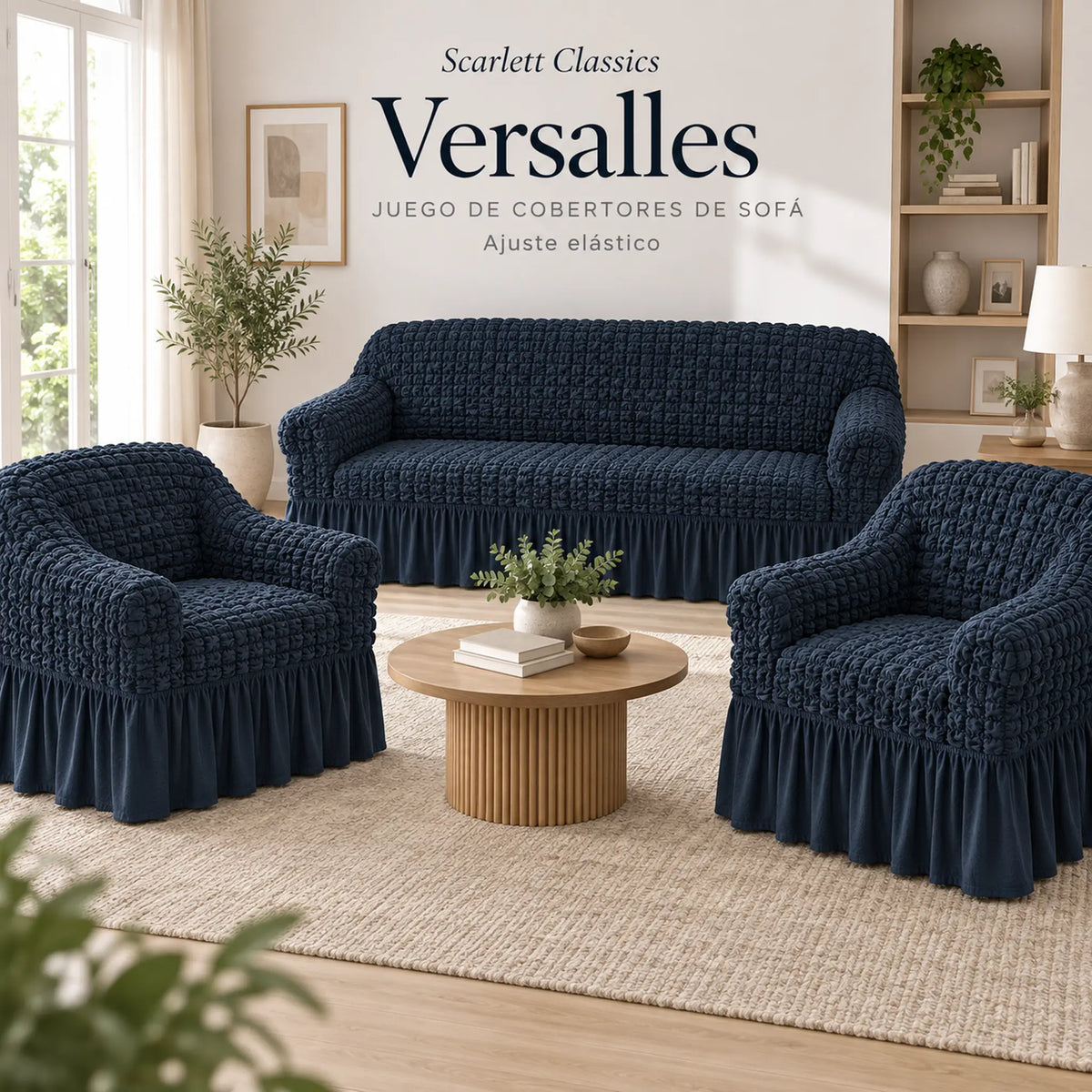 Set de cobertores Versalles color Azul Marino, vista angular