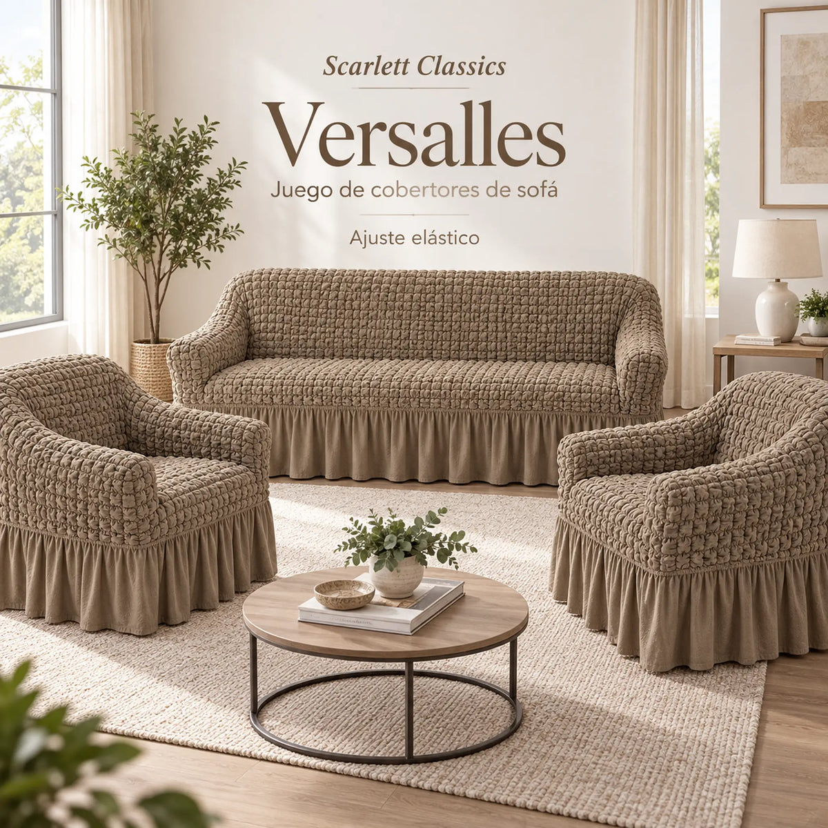 Set de cobertores Versalles color Taupe, vista angular