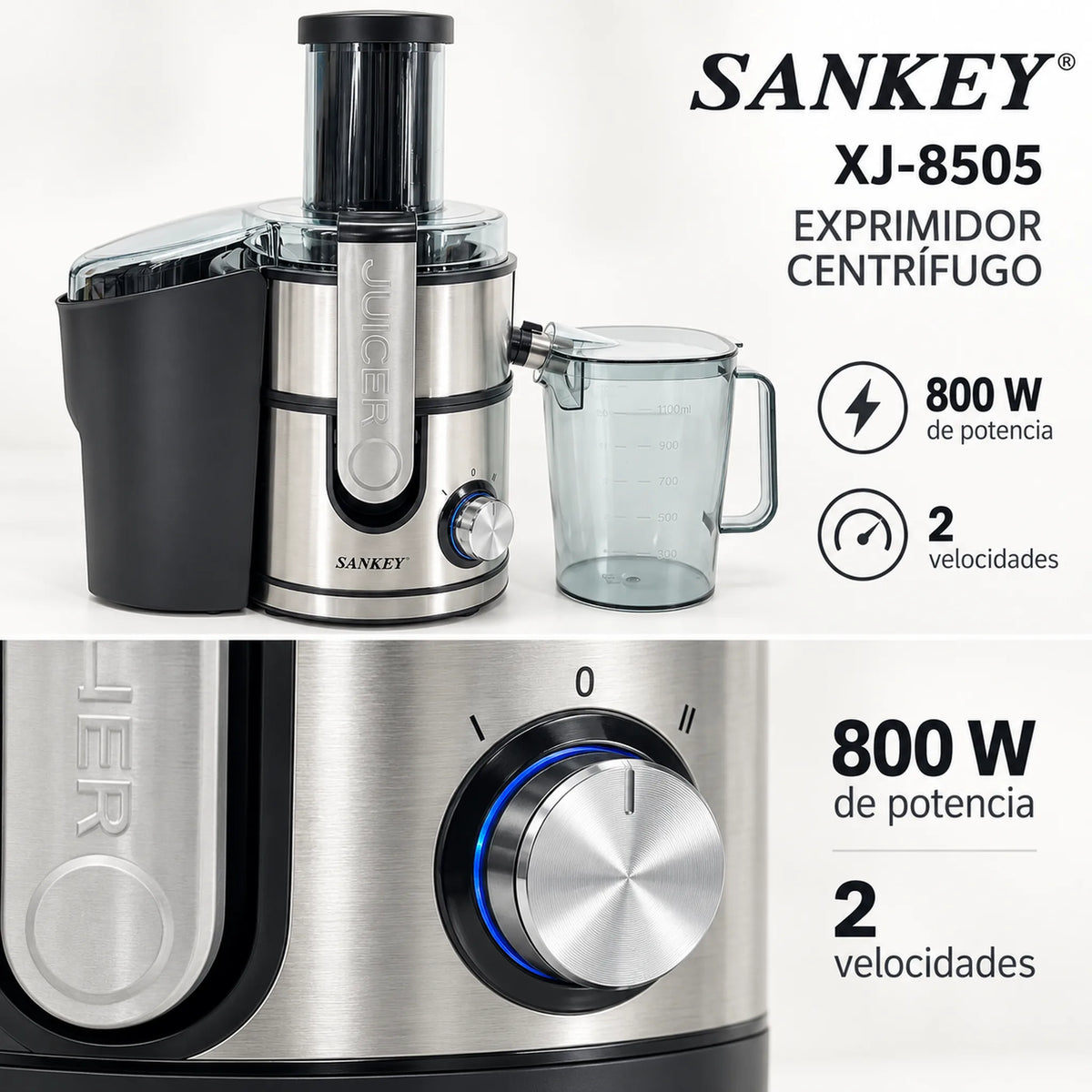 Motor de 800 W y perilla de 2 velocidades con luz LED del extractor Sankey XJ-8505