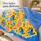 Frazada reversible piel de oveja, diseño Bluey, vista de frente y reverso