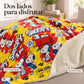 Frazada reversible piel de oveja, diseño Snoopy, vista de frente y reverso