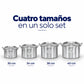 Comparación de tamaños de las ollas de aluminio Alinter: 30, 34, 38 y 40 cm