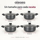 Medidas de las ollas Alsasa Línea Easy: 18, 20, 22 y 24 cm de diámetro