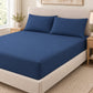 Forro ajustable liso con 2 sobrefundas bordadas, color Azul Navy – vista en ángulo