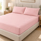 Forro ajustable liso con 2 sobrefundas bordadas, color Rosa Claro – vista en ángulo