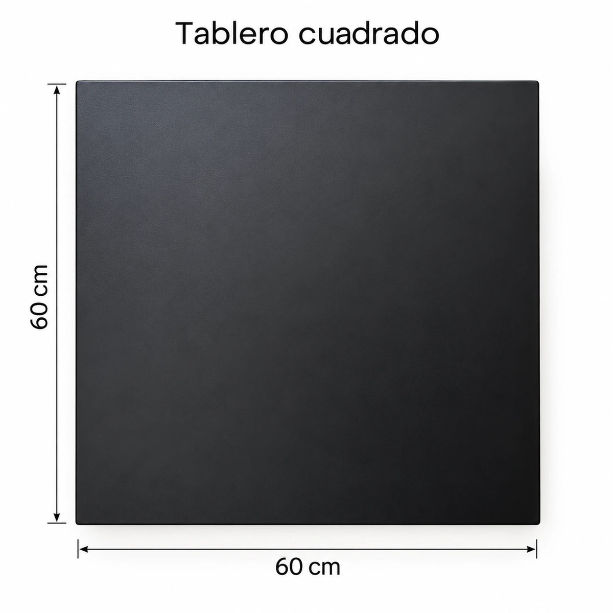 Tablero cuadrado negro de 60 x 60 cm de la mesa plegable
