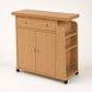 Vista lateral del carrito auxiliar de cocina Madera Beige mostrando las repisas laterales