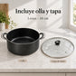 Olla antiadherente Lotus de 38 cm y su tapa de vidrio por separado