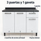 Gabinete de cocina de acero 105 cm – distribución de 3 puertas y 1 gaveta