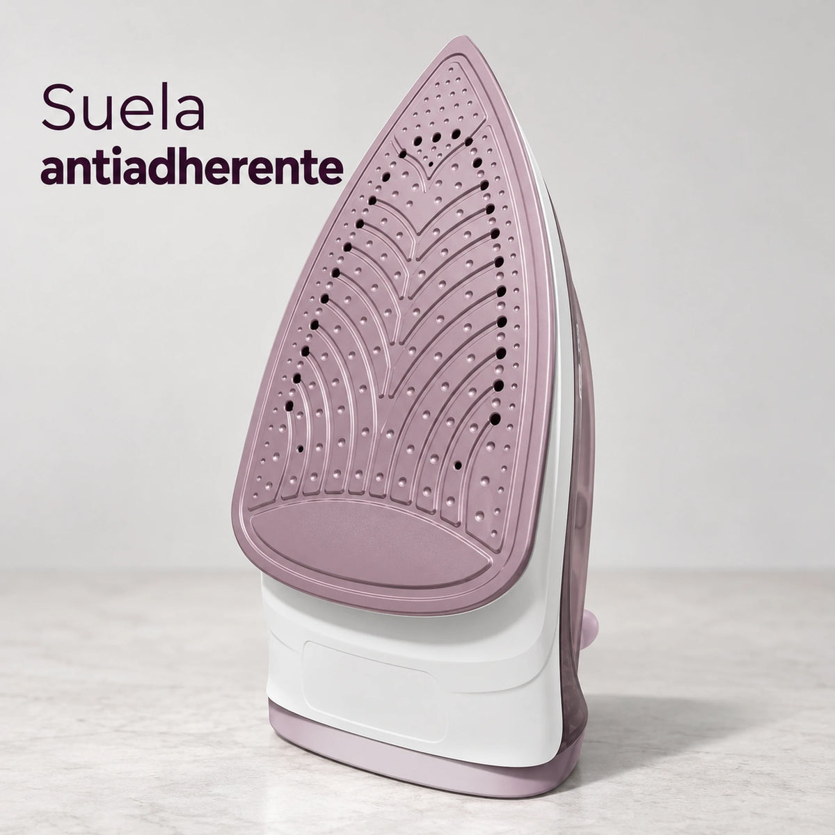 Plancha de vapor compacta rosada – suela antiadherente