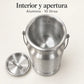Interior y apertura del lechero de aluminio Alinter de 10 litros