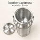Interior y apertura del lechero de aluminio Alinter de 5 litros