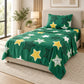 Juego de sábanas semimatrimonial 1.20 m, diseño Estrellas Verde Esmeralda – caída en ángulo