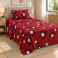 Juego de sábanas semimatrimonial 1.20 m, diseño Flores Blancas Fondo Rojo – caída en ángulo