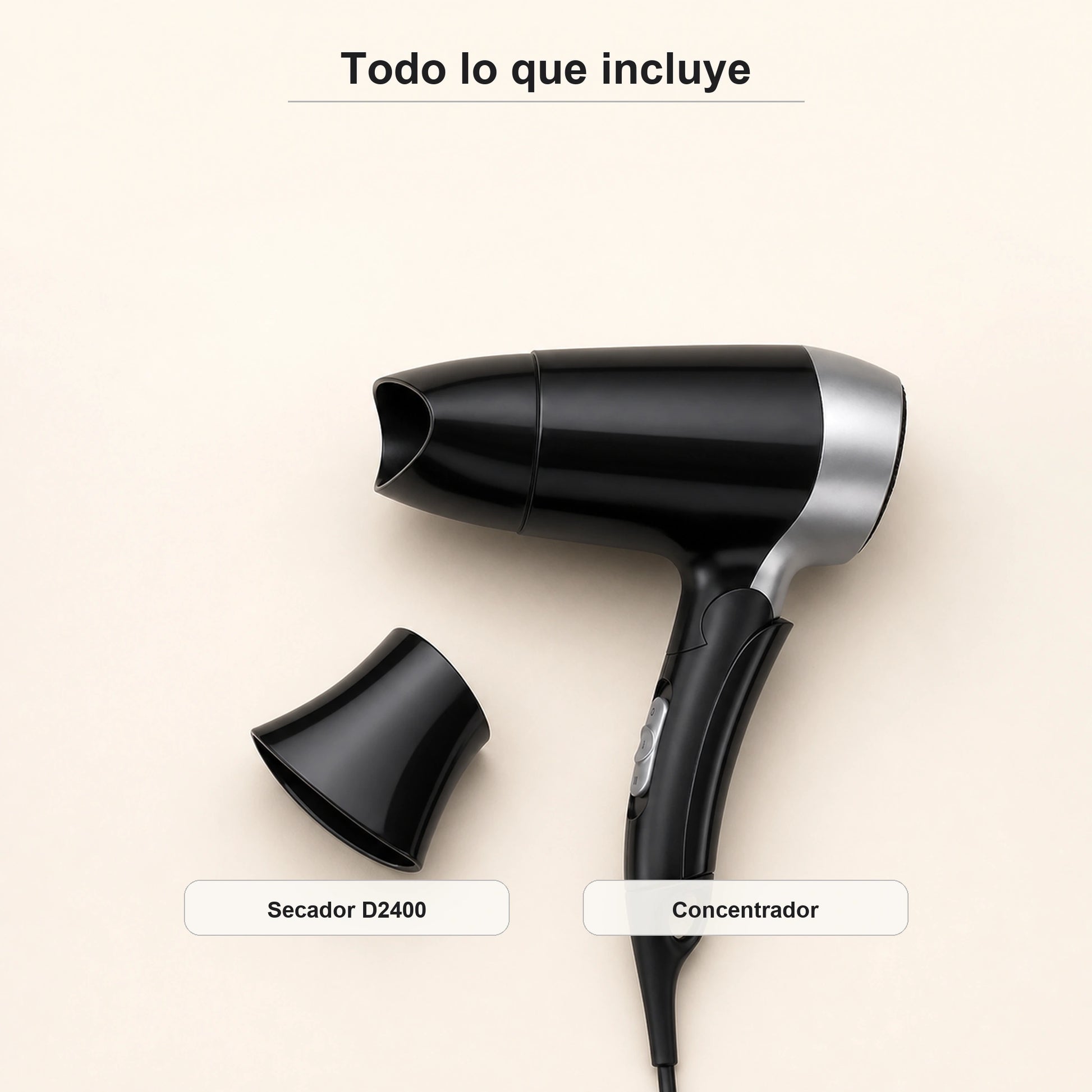 Qué incluye el secador de viaje Remington D2400: secador y boquilla concentradora
