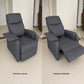 Comparación del sillón reclinable en gris en posición normal y en posición reclinada