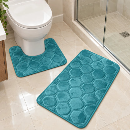 Set de 2 Tapetes de Baño Memory Foam Galesville – Antideslizantes para Ducha e Inodoro