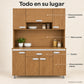 Alacena de cocina 7 puertas y 1 gaveta color Roble Miel – organización por zonas: almacenamiento superior, nicho central, gaveta y almacenamiento inferior
