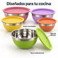 Bowls Lotus con interior de acero inoxidable, tapa de silicona y base antideslizante
