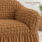 Set de cobertores Versalles color Camel, detalle de la textura burbuja