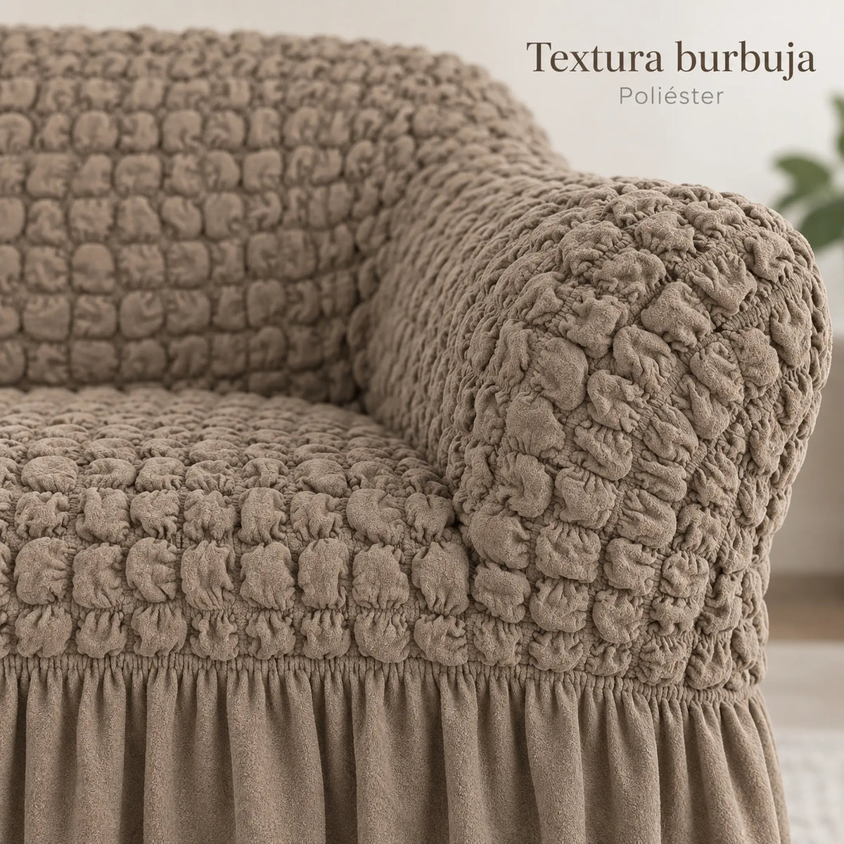 Set de cobertores Versalles color Taupe, detalle de la textura burbuja