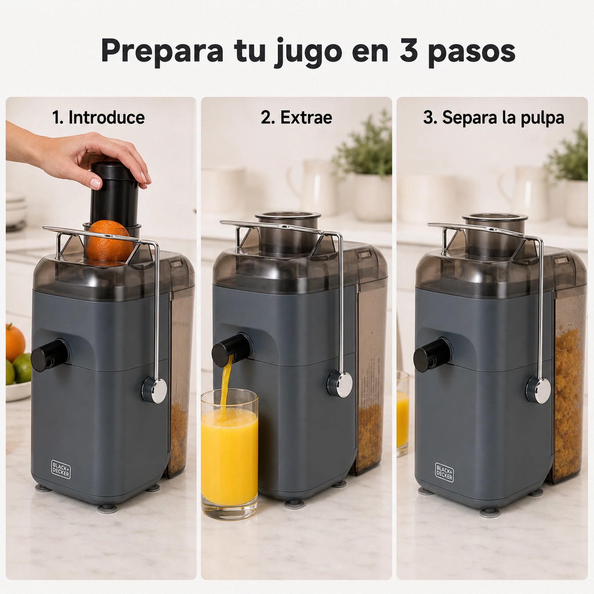 Cómo funciona el extractor Black + Decker en 3 pasos simples