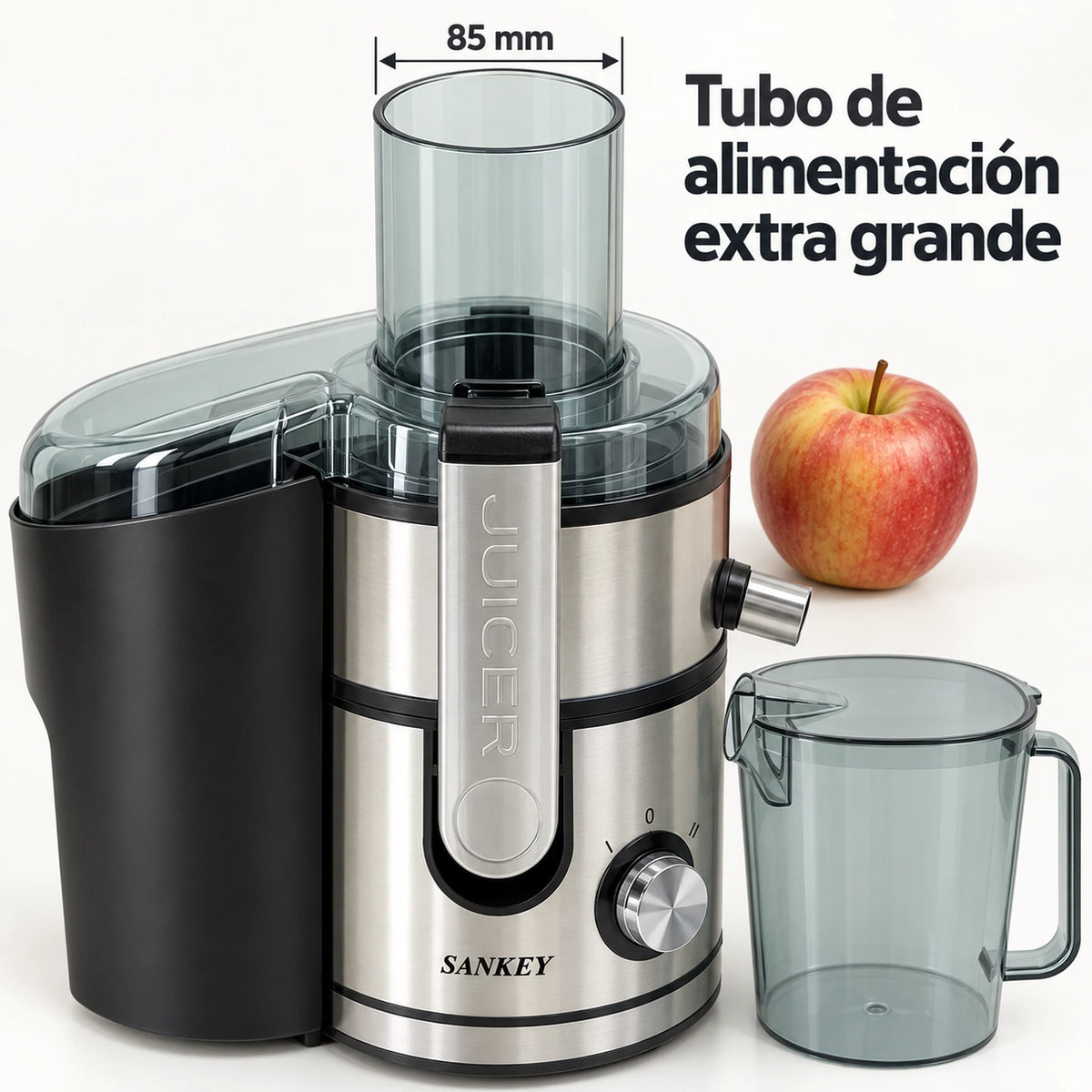 Tubo de alimentación extra grande de 85 mm para fruta entera del extractor Sankey