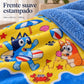 Frazada reversible piel de oveja, diseño Bluey, textura del lado con estampado