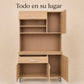 Interior abierto del gabinete de cocina grande en Madera Beige